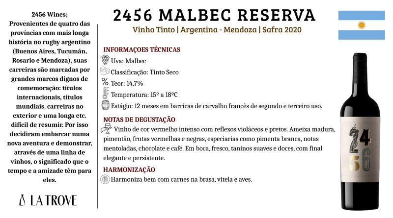 Vinho Tinto 2456 RESERVA MALBEC 2019