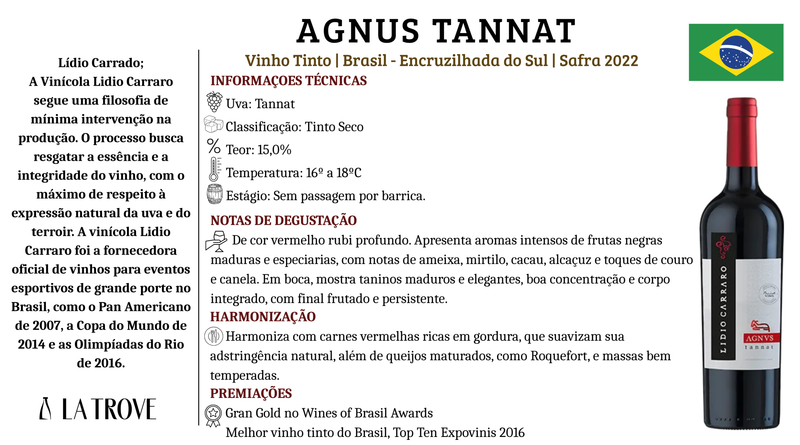 Vinho Tinto Lidio Carraro Agnus Tannat 2022