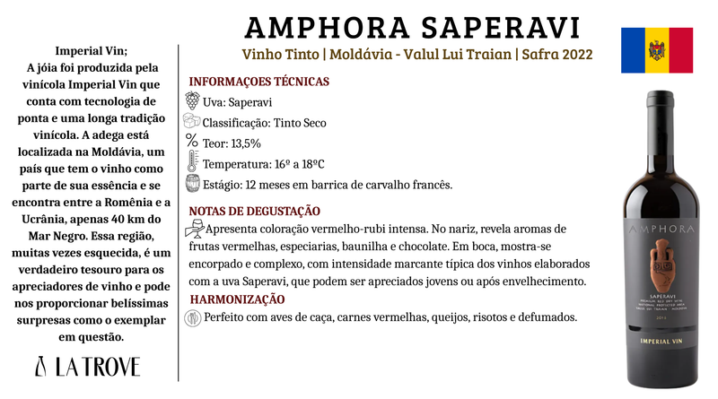 Vinho Tinto Imperial Vin Amphora Saperavi 2022