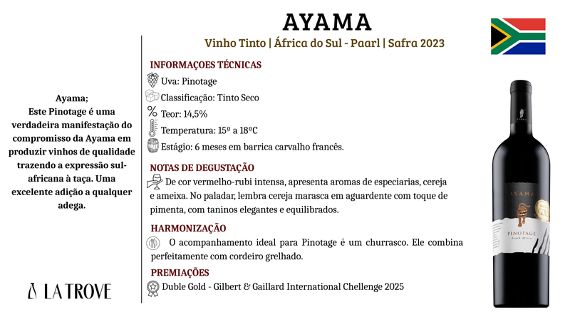 Vinho Tinto Ayama, Pinotage 2023