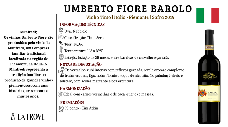 Vinho Tinto Umberto Fiore Barolo DOCC 2019
