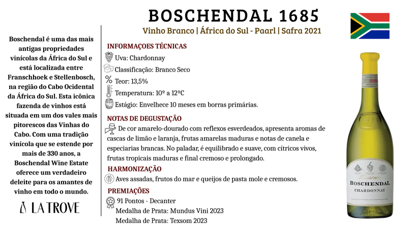 Vinho Branco Boschendal 1685 Chardonnay 2021
