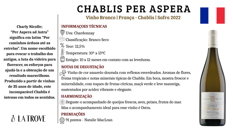 Vinho Branco Charly Nicolle Chablis Per Aspera 2022