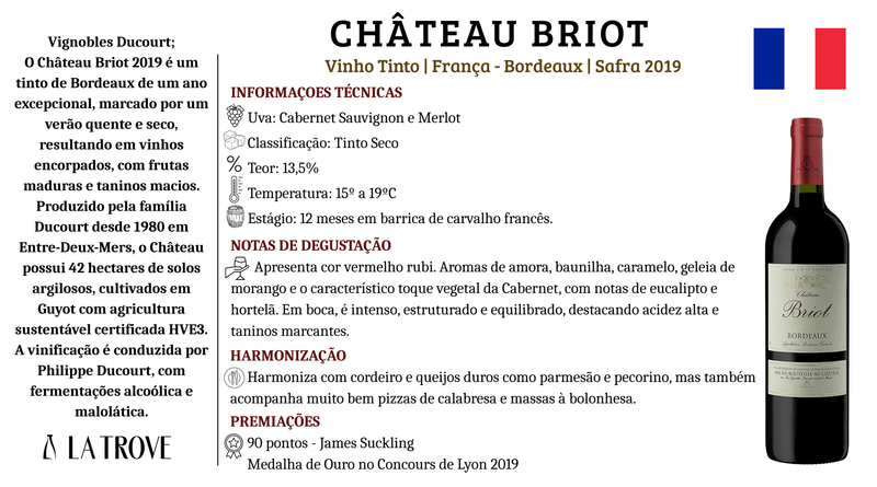 Vinho Tinto Château Briot Gran Vin Rouge 2019