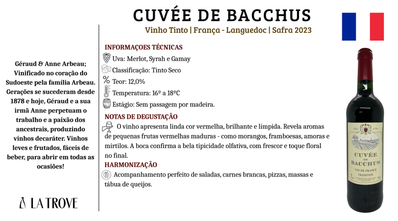 Vinho Tinto Cuvée de Bacchus Rouge 2023
