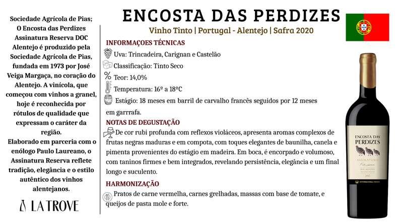 Vinho Tinto Encosta das Perdizes Assinatura Paulo Laureano DOC 2020