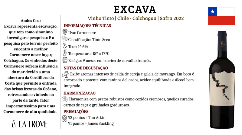Vinho Tinto Excava Carmenere 2022