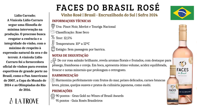 Vinho Rose Faces do Brasil Lidio Carraro Pinot Noir 2024