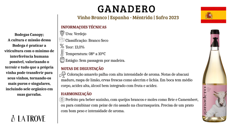 Vinho Branco Ganadero Blanco 2023