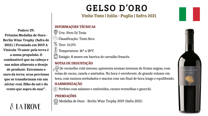Vinho Tinto Nero di Troia - Gelso d'oro