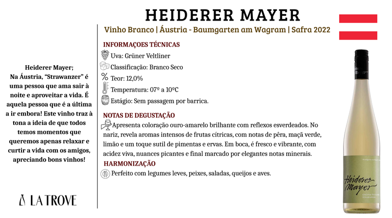 Vinho Branco Heiderer Mayer - Grüner Veltliner DAC