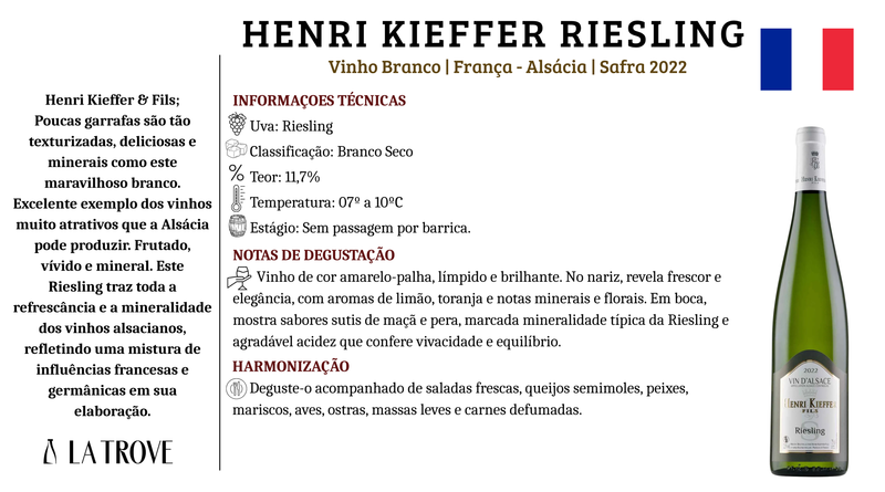 Vinho Branco Henri Kieffer - Riesling 2022
