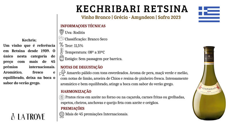 Vinho Grego Kechribari Vinho Branco Seco Retsina
