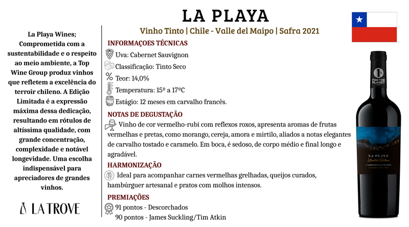 Vinho Tinto La Playa Terroir Selection Cabernet Sauvignon 2021
