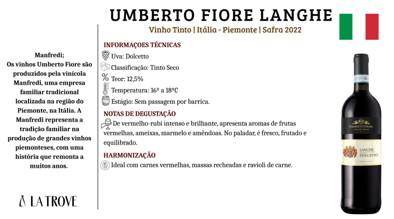 Vinho Tinto Umberto Fiore Langhe DOLCETTO DOC 2022