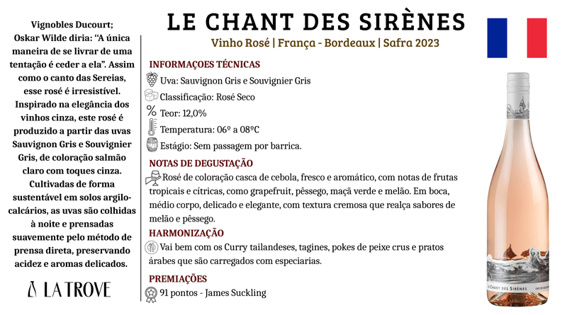 Vinho Rosé Les Chant Des Sirènes Gris de Sauvignon 2023