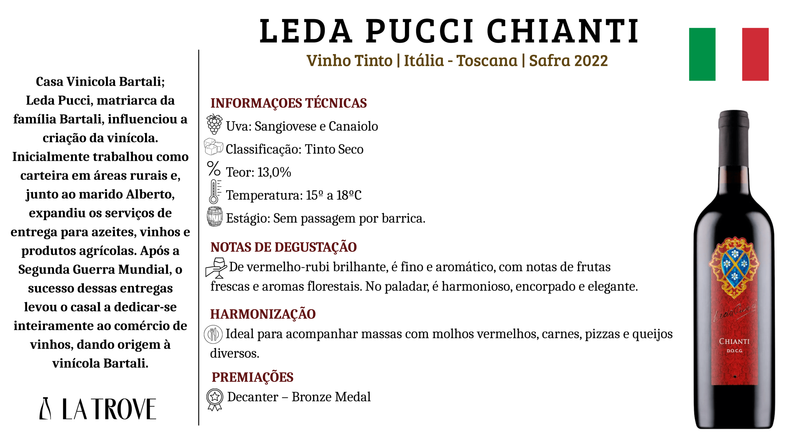 Vinho Tinto Leda Pucci Chianti DOCG