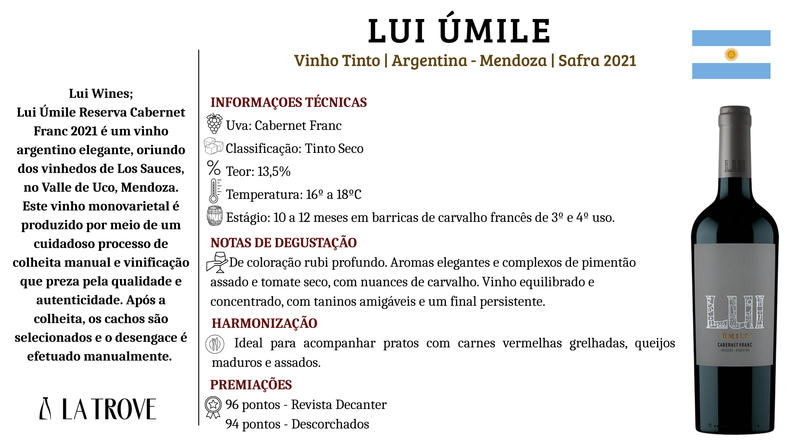 Vinho Tinto LUI Umile Cabernet Franc 2020