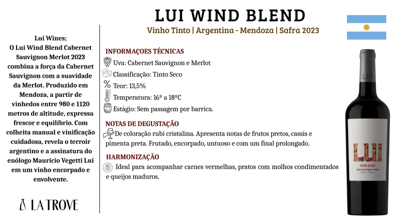 Vinho Tinto Lui Wind Blend - Cabernet Sauvignon/Merlot 2023