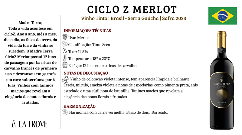 Vinho Madre Terra Merlot cicloZ 2023