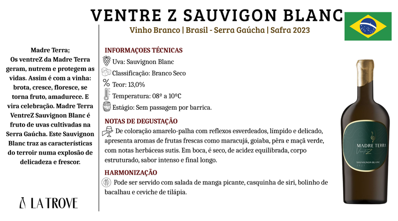 Vinho Branco Madre Terra VentreZ Sauvignon Blanc 2023