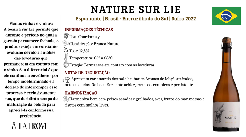 Espumante Manus Liberum Nature Sur Lie 2022 