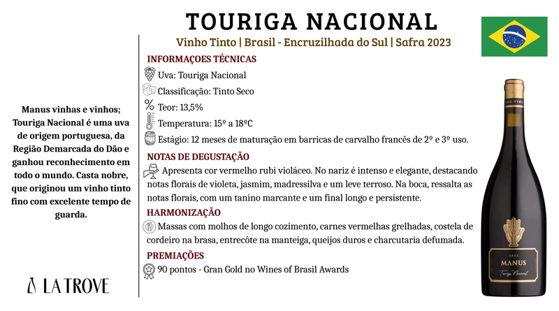 Vinho tinto Manus Clássico Touriga Nacional 2023