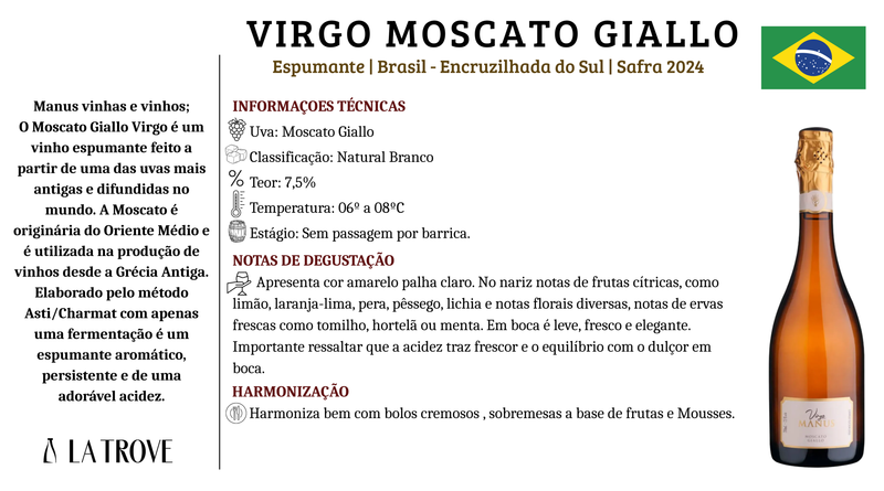Espumante Manus Virgo Moscato Giallo 2024