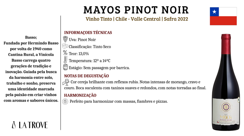 Vinho tinto Basso MAYOS Pinot Noir 2022