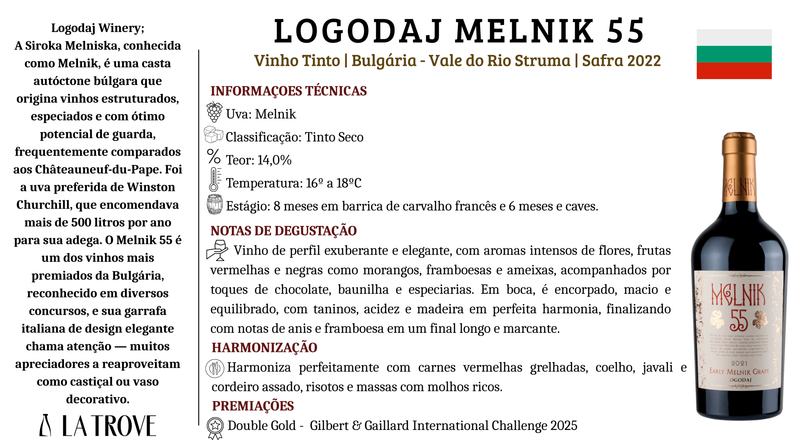 Vinho Tinto Logodaj  Melnik 55 2022
