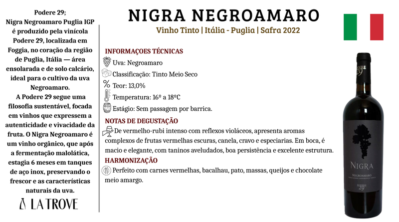 Vinho Tinto Nigra Negroamaro Puglia IGP 2022