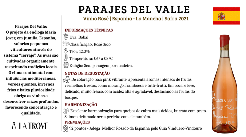 Vinho Rosé Parajes del Valle Bobal 2021