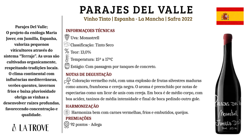 Vinho Tinto Parajes del Valle 2022