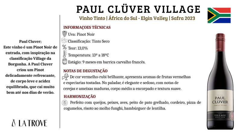Vinho Tinto PAUL CLUVER - VILLAGE PINOT NOIR
