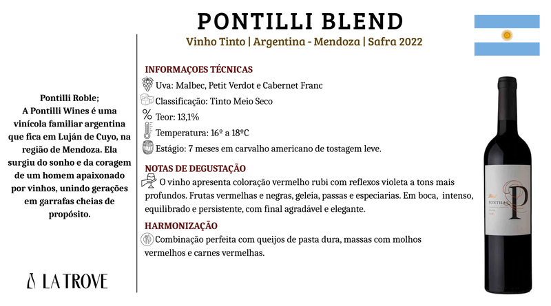 Vinho tinto PONTILLI wines Roble Blend 2022