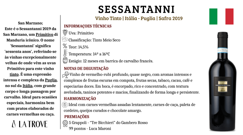 Vinho Tinto Sessantanni Primitivo Di Manduria 2019