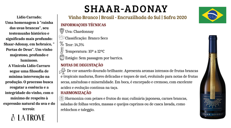 Vinho Branco Lidio Carraro Shaar - Adonay 2020