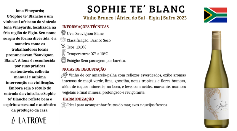 Vinho Branco lona Sophie Te'Blanche 2023