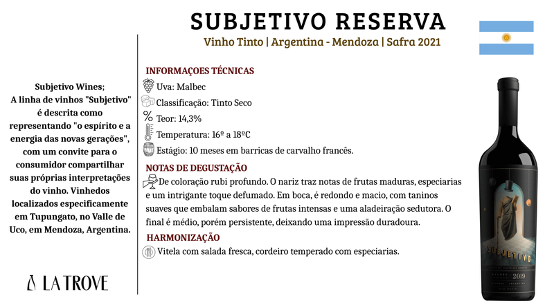 Vinho Tinto Subjetivo Malbec Reserva 2021