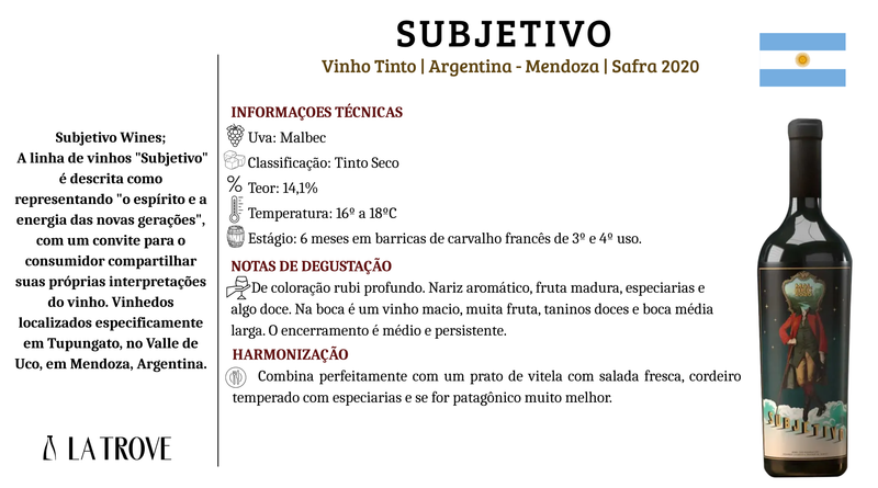 Vinho Tinto Subjetivo Malbec 2020
