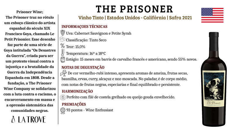 Vinho Tinto The Prisoner Cabernet Sauvignon 2021
