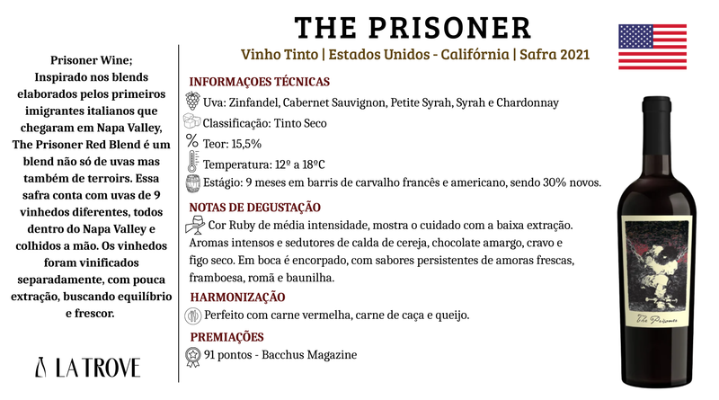 Vinho tinto The Prisoner Red Blend 2021