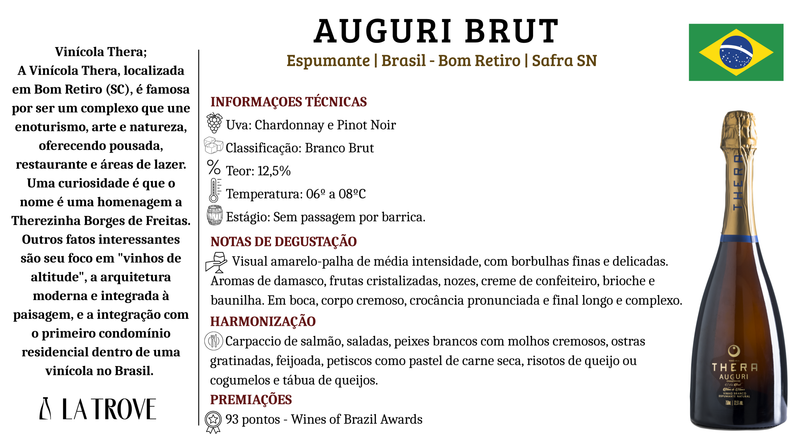Espumante Branco Thera - Auguri - Brut - Chardonnay e Pinot Noir