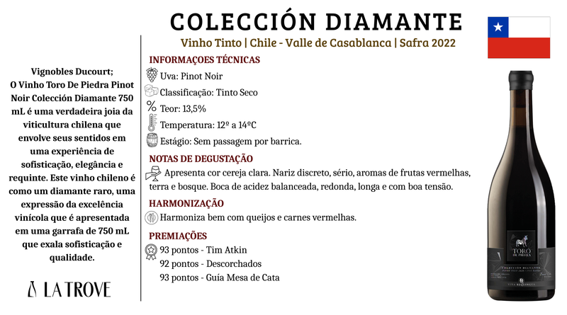 Vinho tinto Viña Requingua Toro de Piedra Colecctión Diamante Pinot Noir 2022