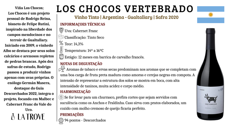 Vinho Tinto Vertebrado Cabernet Franc 2020