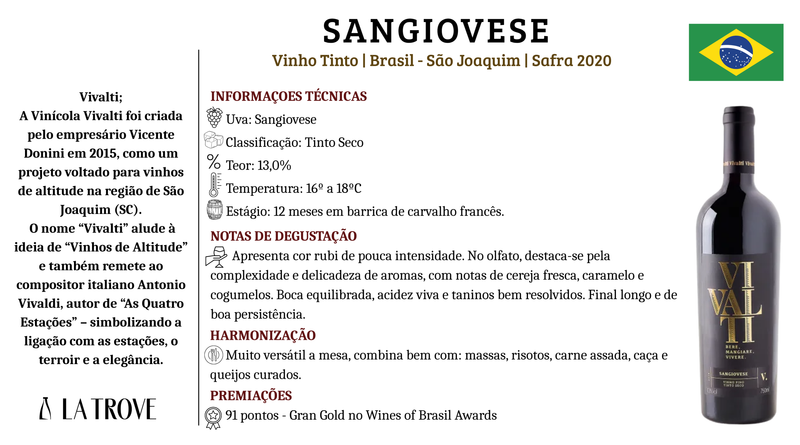 Vinho Tinto Vivalti Sangiovese 2020